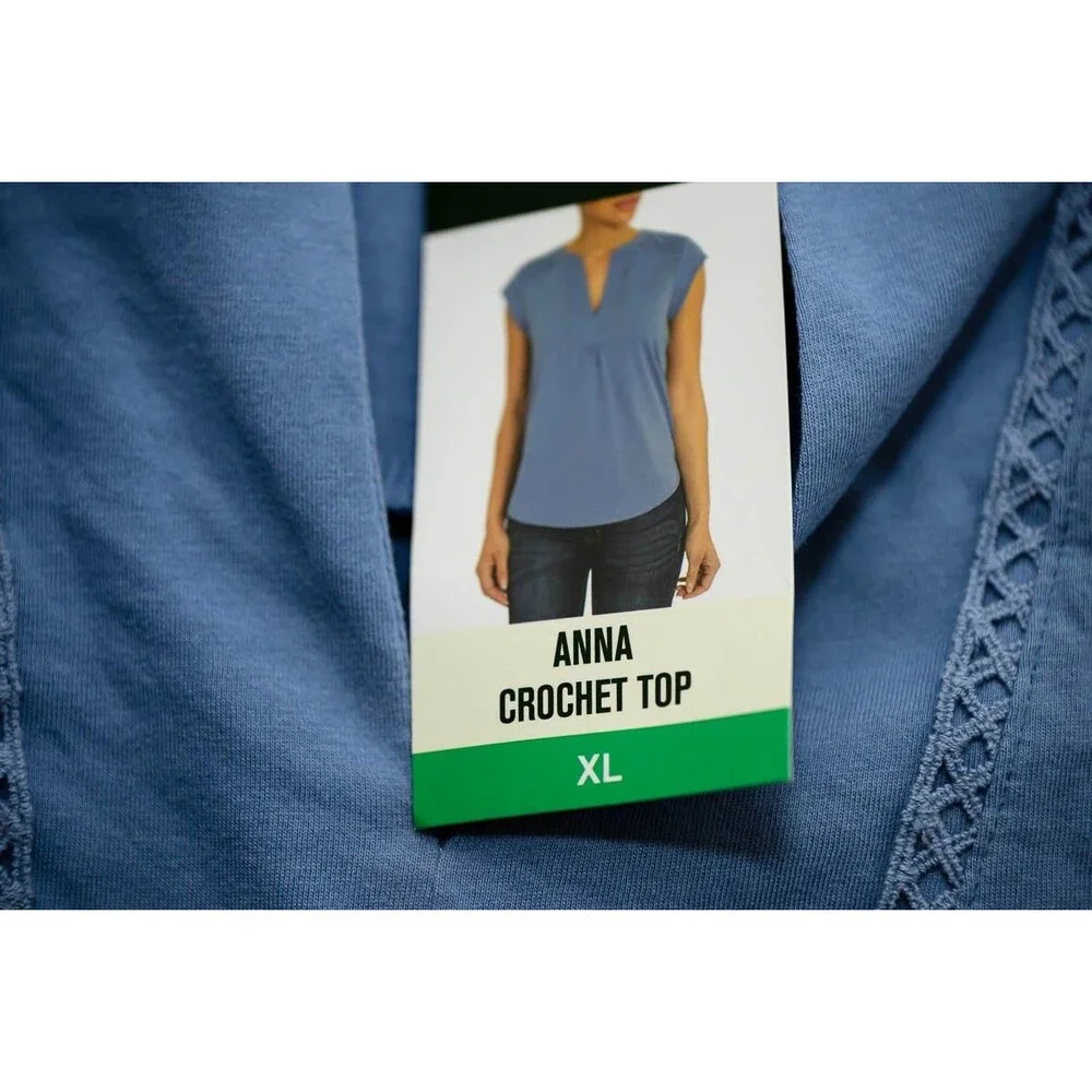 Orvis Classic Collection Shirt XL New Anna Crochet Top Short Sleeve - Picture 3 of 7